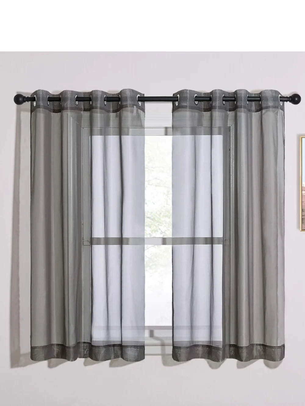Gray Sheer Curtains (Pack of 2)